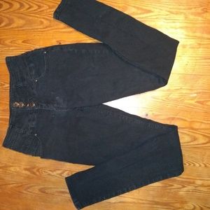 Black High Waisted Button Up Juniors Skinny Jeans